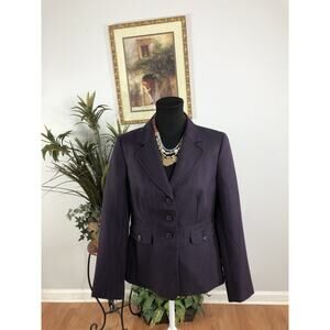 Evan-Picone Women Jacket 10 Mob Wife 3 Buttons Front Office Siren Lined Lapel